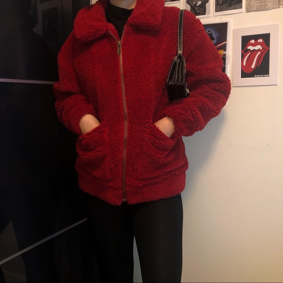 Red fuzzy coat - Picture 3 of 3